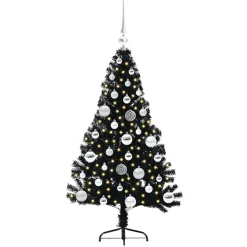 vidaXL Kunstmatig Voorverlicht Kerstboom met 150 LED Zwart 120 cm PVC