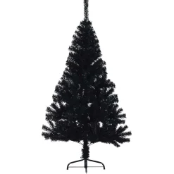 vidaXL Kunstmatig Voorverlicht Kerstboom met 150 LED Zwart 120 cm PVC