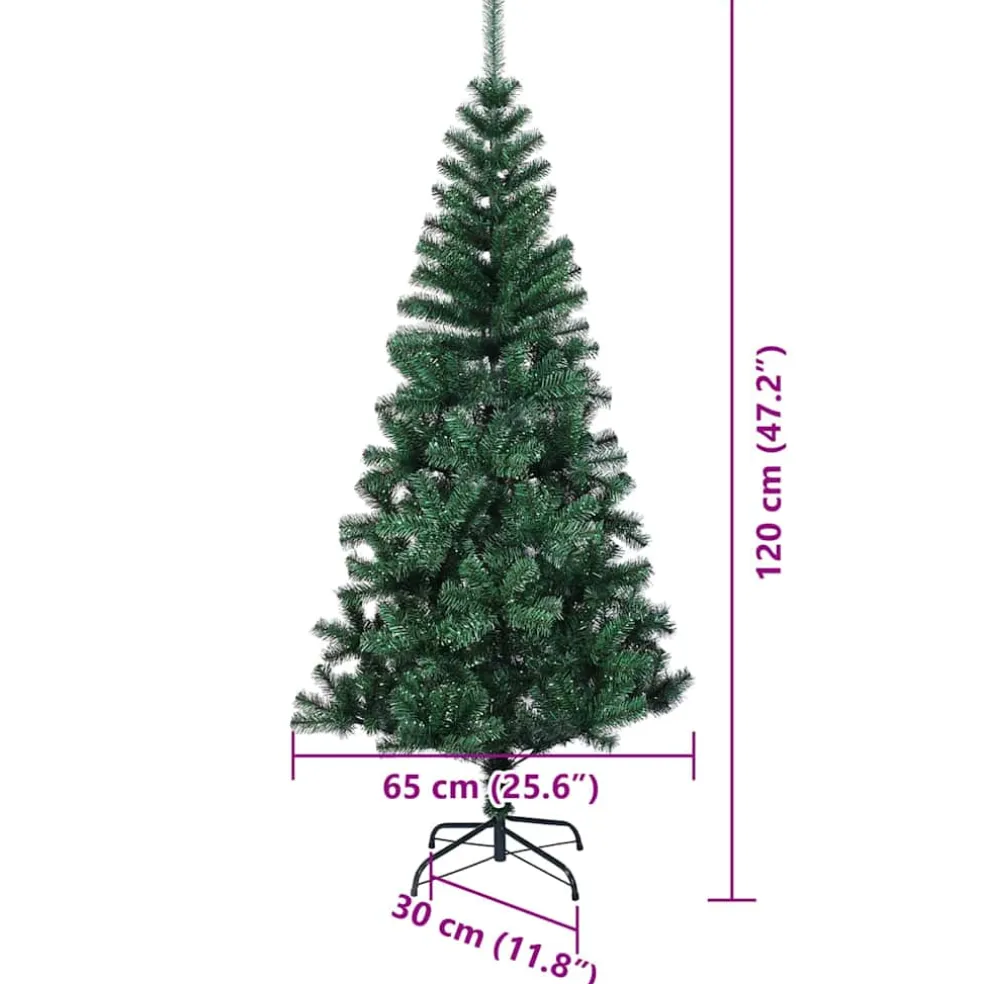 vidaXL Kunstmatig Voorverlicht Kerstboom Groen 120 cm PVC en Metaal