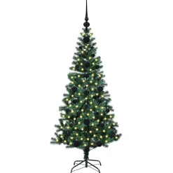 vidaXL Kunstmatig Voorverlicht Kerstboom Groen 120 cm PVC en Metaal
