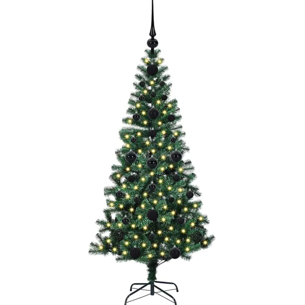 vidaXL Kunstmatig Voorverlicht Kerstboom Groen 120 cm PVC en Metaal