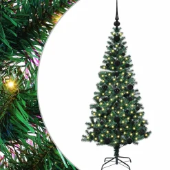 vidaXL Kunstmatig Voorverlicht Kerstboom Groen 120 cm PVC en Metaal