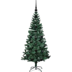 vidaXL Kunstmatig Voorverlicht Kerstboom Groen 120 cm PVC en Metaal