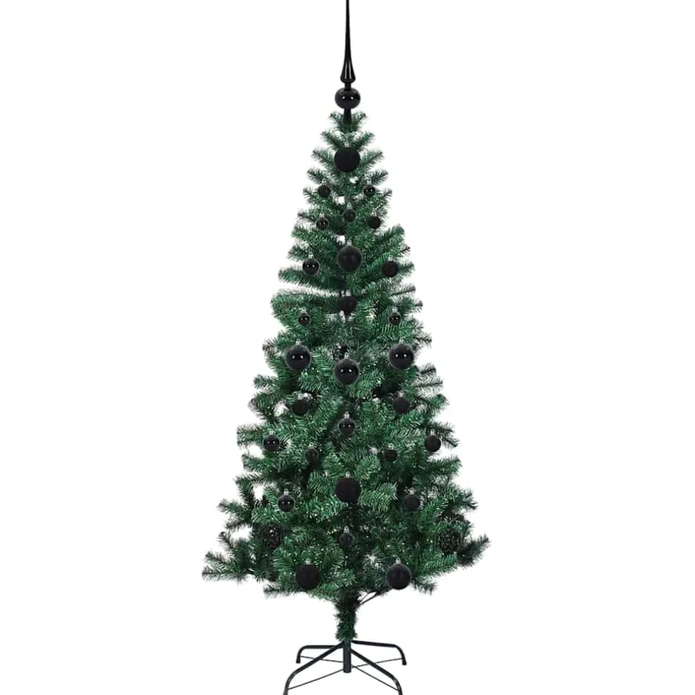 vidaXL Kunstmatig Voorverlicht Kerstboom Groen 120 cm PVC en Metaal