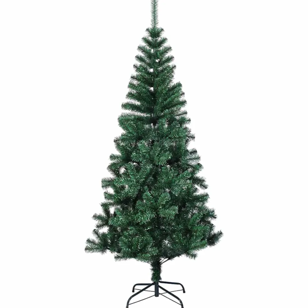 vidaXL Kunstmatig Voorverlicht Kerstboom Groen 120 cm PVC en Metaal