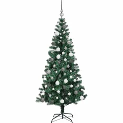 vidaXL Kunstmatig Voorverlicht Kerstboom Groen 180 cm PVC en Metaal