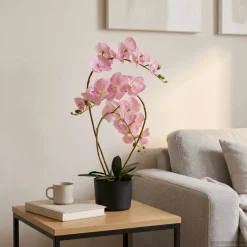 vidaXL Kunstorchidee met pot Roze 45 x 15 x 65 cm Stof, PE en PEVA