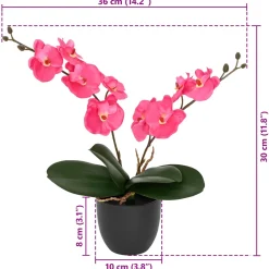 vidaXL Kunstorchidee Plant Rood 36 x 10 x 30 cm Stof, PE en PEVA