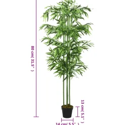 vidaXL Kunstplant bamboe 240 bladeren 80 cm groen