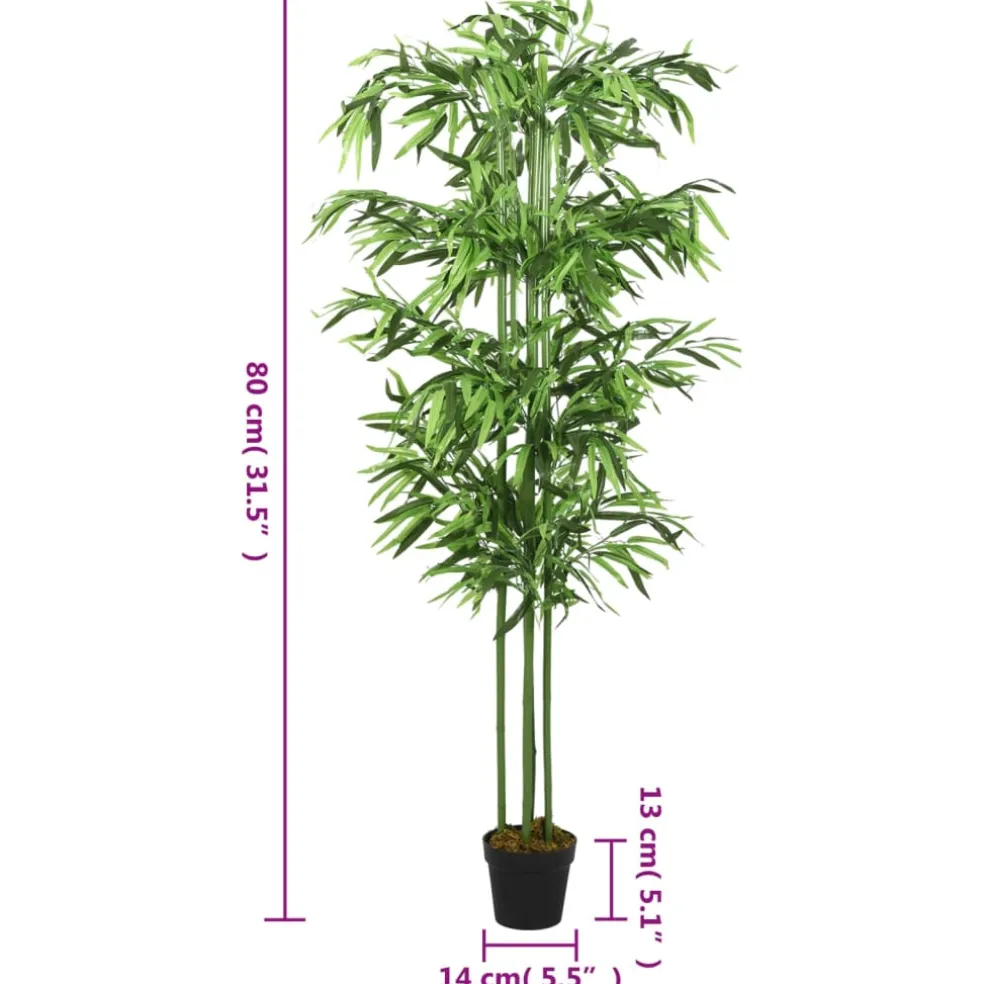 vidaXL Kunstplant bamboe 240 bladeren 80 cm groen