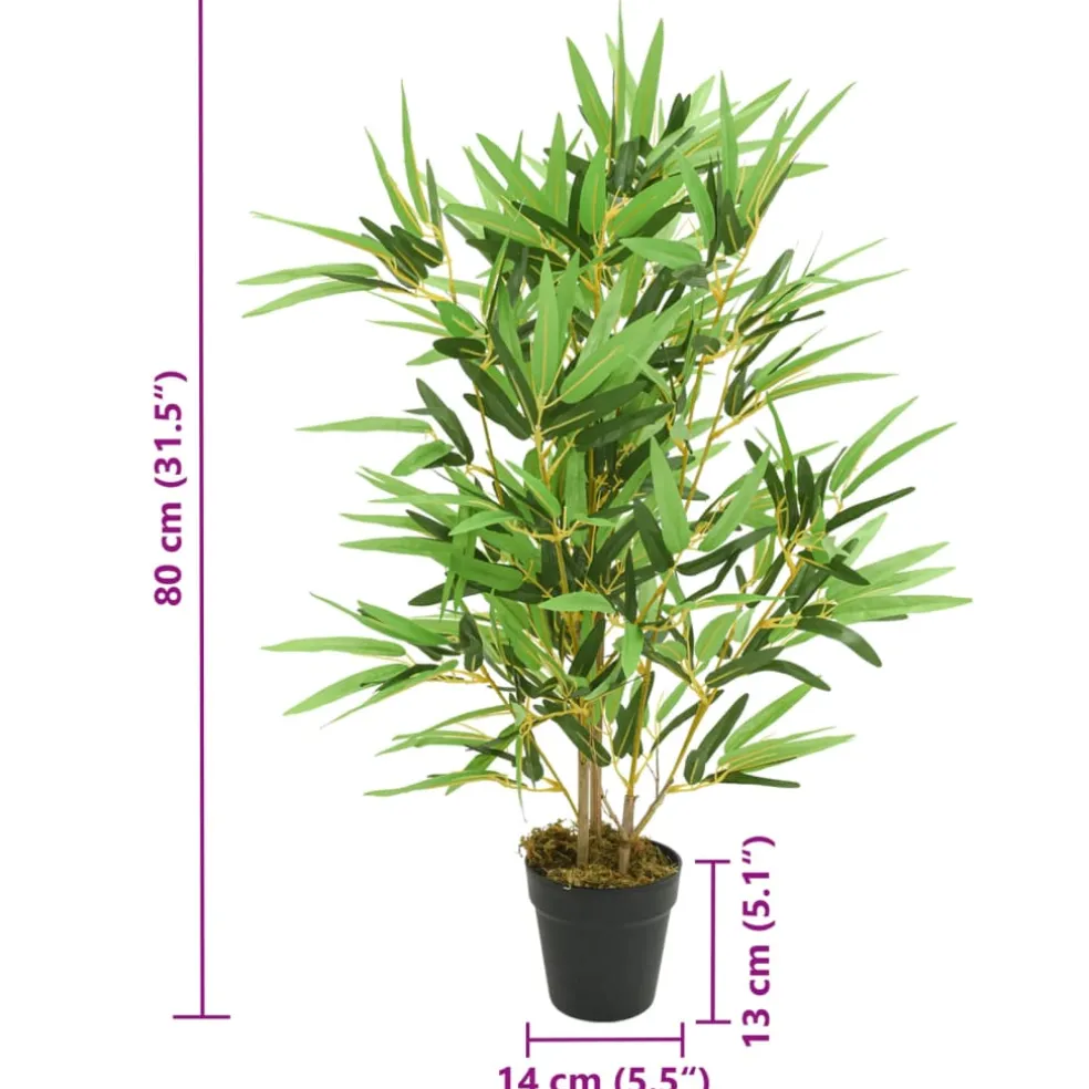 vidaXL Kunstplant bamboe 368 bladeren 80 cm groen