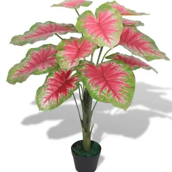 vidaXL Kunstplant caladium met pot 85 cm groen en rood