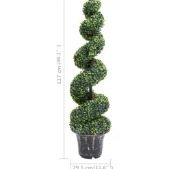 vidaXL Kunstplant met pot buxus spiraal 117 cm groen