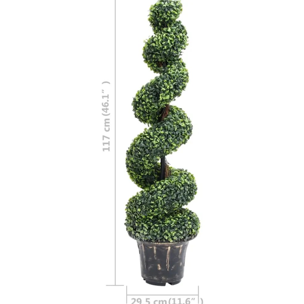vidaXL Kunstplant met pot buxus spiraal 117 cm groen