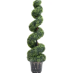 vidaXL Kunstplant met pot buxus spiraal 117 cm groen