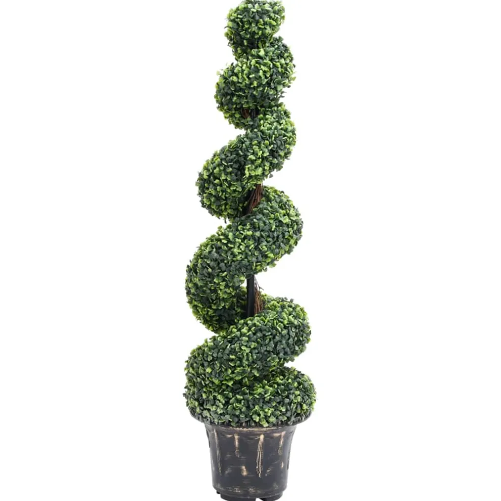 vidaXL Kunstplant met pot buxus spiraal 117 cm groen