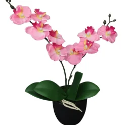 vidaXL Kunstplant orchidee met pot 30 cm roze