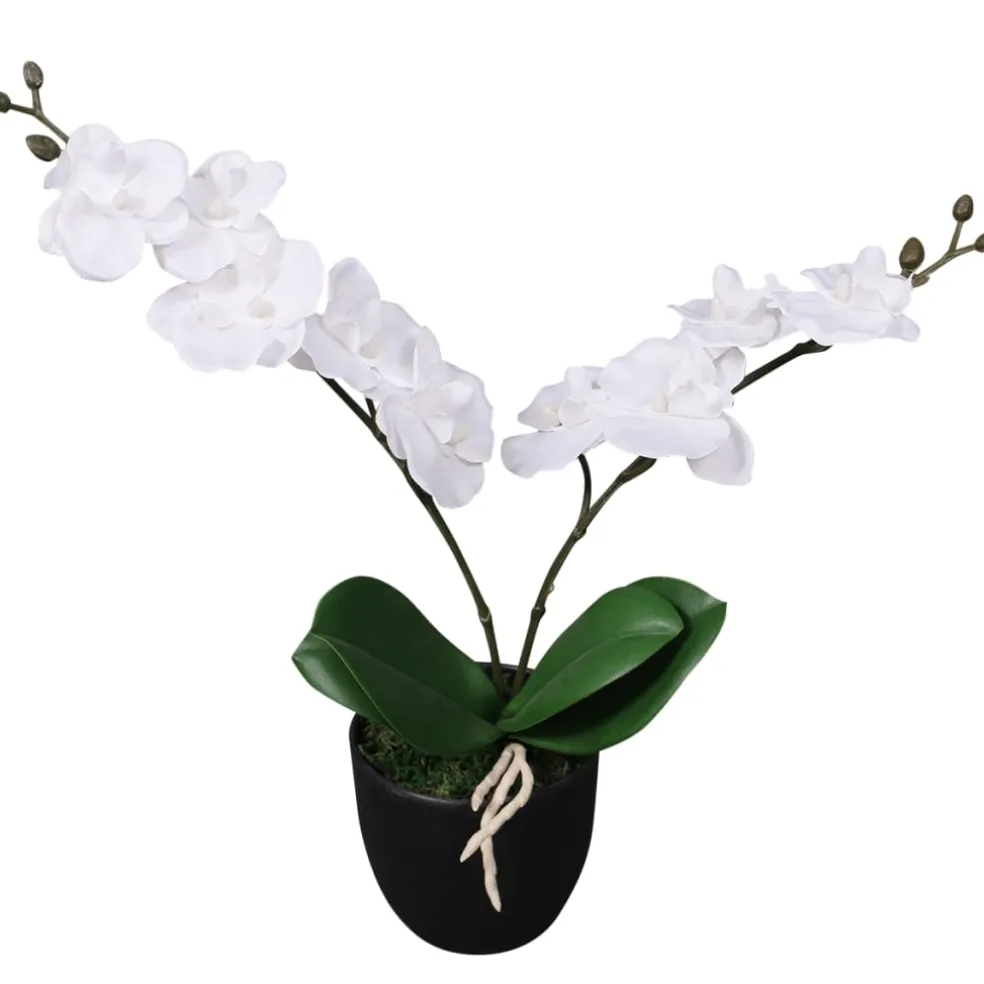 vidaXL Kunstplant orchidee met pot 30 cm wit