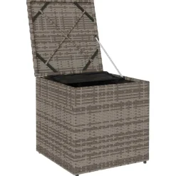 vidaXL Kussenbox met opslag Grijs 50 x 50 x 50 cm poly rattan
