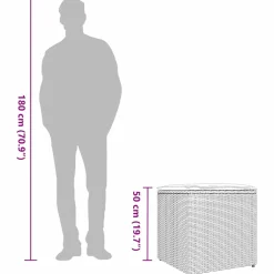 vidaXL Kussenbox met opslag Grijs 50 x 50 x 50 cm poly rattan