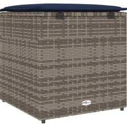 vidaXL Kussenbox met opslag Grijs 50 x 50 x 50 cm poly rattan