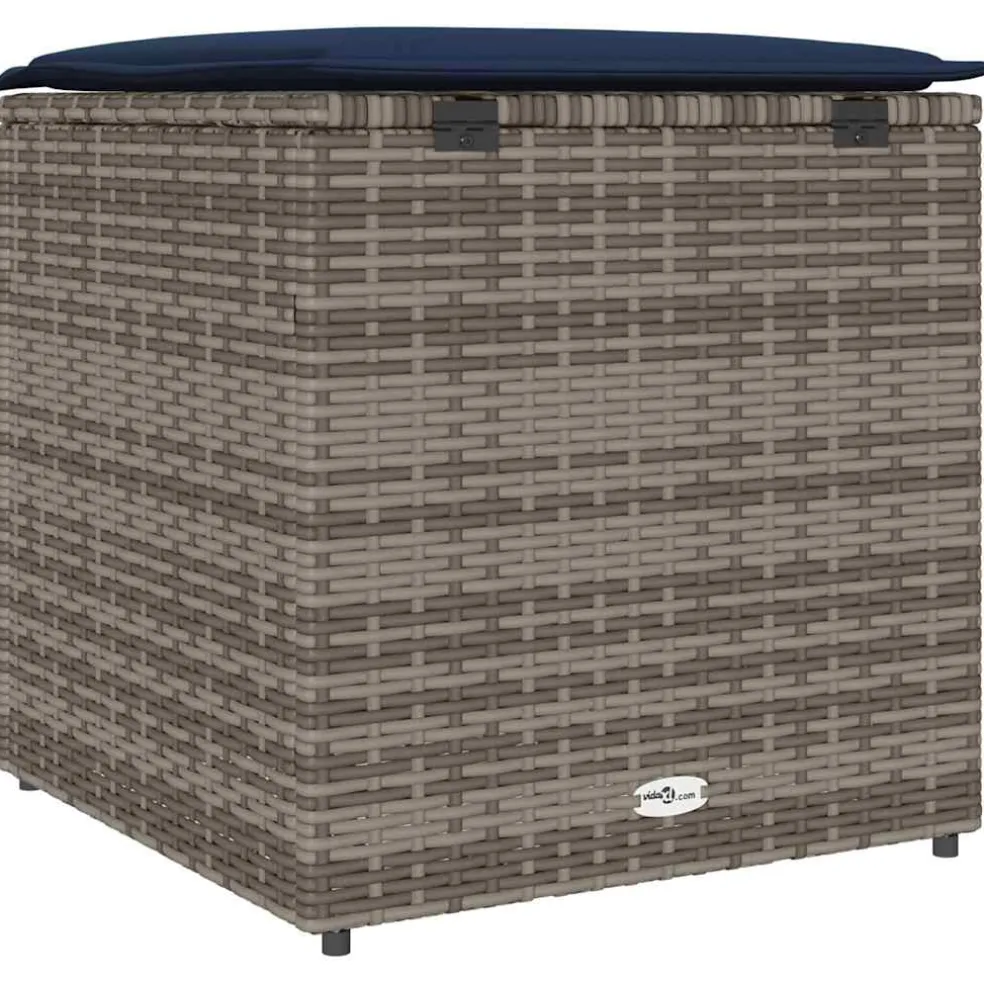vidaXL Kussenbox met opslag Grijs 50 x 50 x 50 cm poly rattan