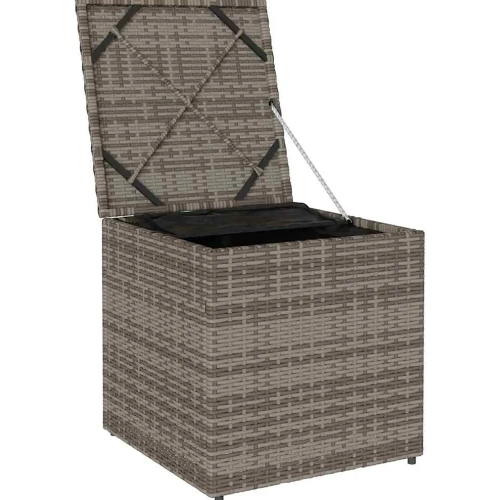 vidaXL Kussenbox met opslag Grijs 50 x 50 x 50 cm poly rattan