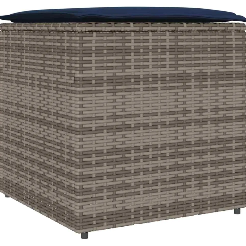 vidaXL Kussenbox met opslag Grijs 50 x 50 x 50 cm poly rattan
