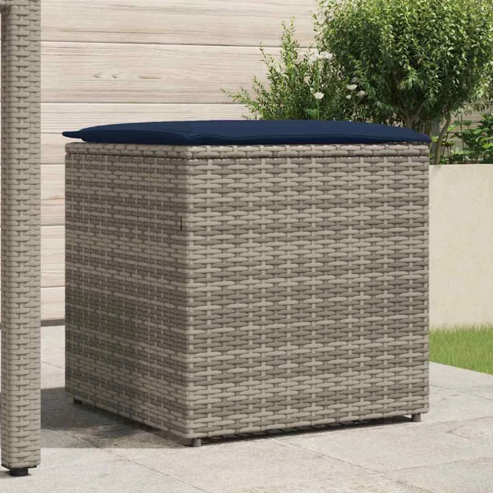 vidaXL Kussenbox met opslag Grijs 50 x 50 x 50 cm poly rattan