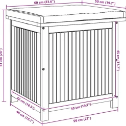 vidaXL Kussenbox voor buiten 60x50x61 cm massief acaciahout