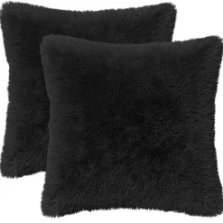 vidaXL Kussensloop 2 pcs HEERLEN Zwart 30 x 30 cm PV Fleece