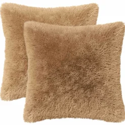 vidaXL Kussensloop 2 pcs HEERLEN Taupe 30 x 30 cm PV Fleece