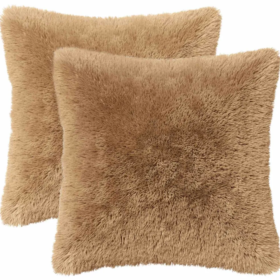 vidaXL Kussensloop 2 pcs HEERLEN Taupe 30 x 30 cm PV Fleece