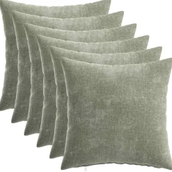 vidaXL Kussensloop 6 st HEERLEN Groen 30 x 30 cm Chenille Stof