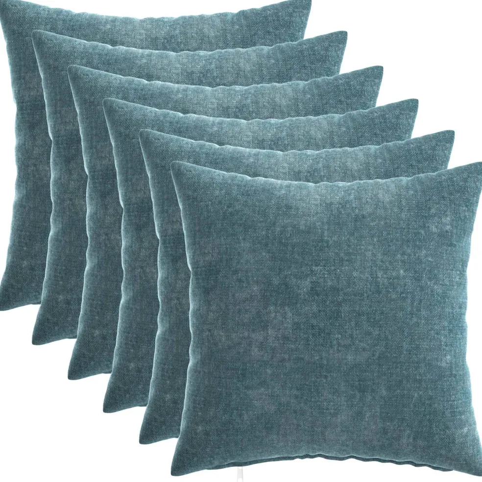 vidaXL Kussensloop 6 st HEERLEN Blauw 30 x 30 cm Chenille Stof