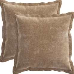 vidaXL Kussensloop 2 st HOUTEN Bruin 30 x 30 cm Chenille Stof