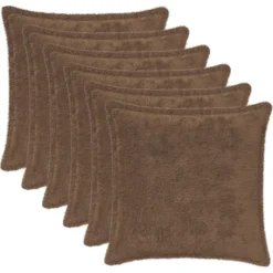 vidaXL Kussensloop 6 st HOUTEN Licht Bruin 30 x 30 cm Nep Konijnenbont