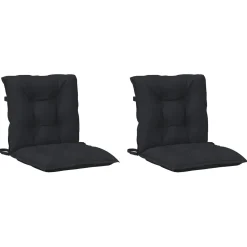 vidaXL Laagrug Stoelkussens Set 2 st Polyester Melange Zwart
