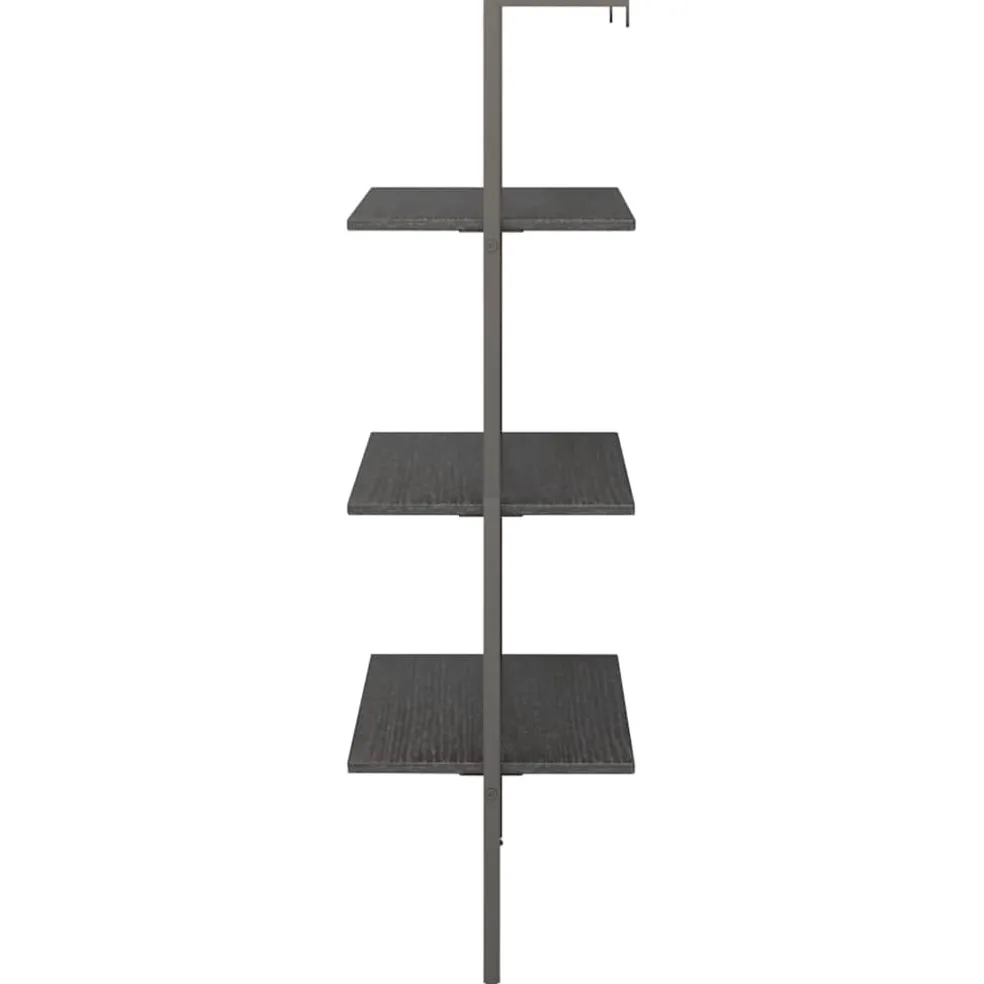 vidaXL Ladderrek met 3 schappen 64x35x120,5 cm zwart