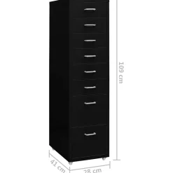 vidaXL Ladeblok verrijdbaar 28x41x109 cm metaal zwart