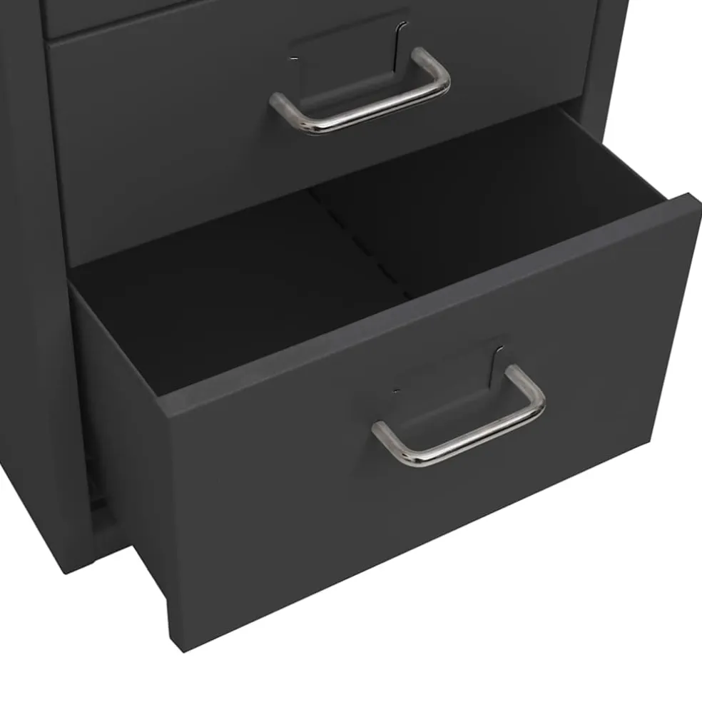 vidaXL Ladeblok verrijdbaar 28x41x69 cm metaal antracietkleurig
