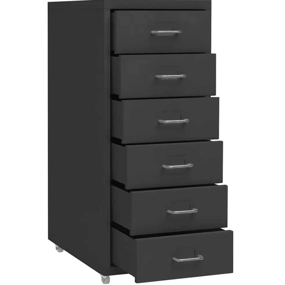 vidaXL Ladeblok verrijdbaar 28x41x69 cm metaal antracietkleurig