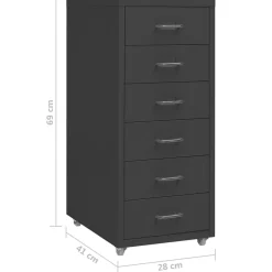 vidaXL Ladeblok verrijdbaar 28x41x69 cm metaal antracietkleurig