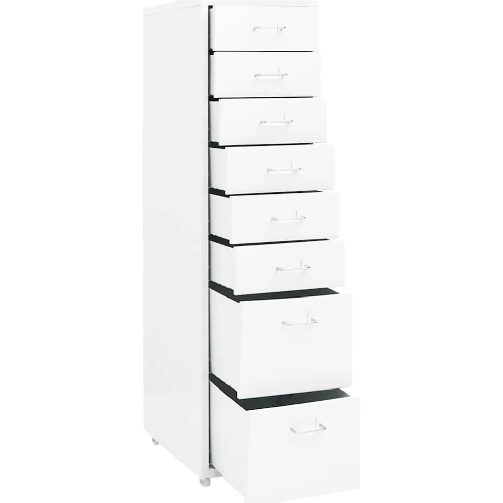 vidaXL Ladeblok verrijdbaar 28x41x109 cm metaal wit