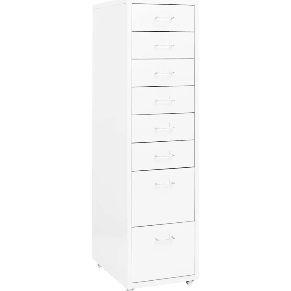vidaXL Ladeblok verrijdbaar 28x41x109 cm metaal wit