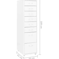 vidaXL Ladeblok verrijdbaar 28x41x109 cm metaal wit