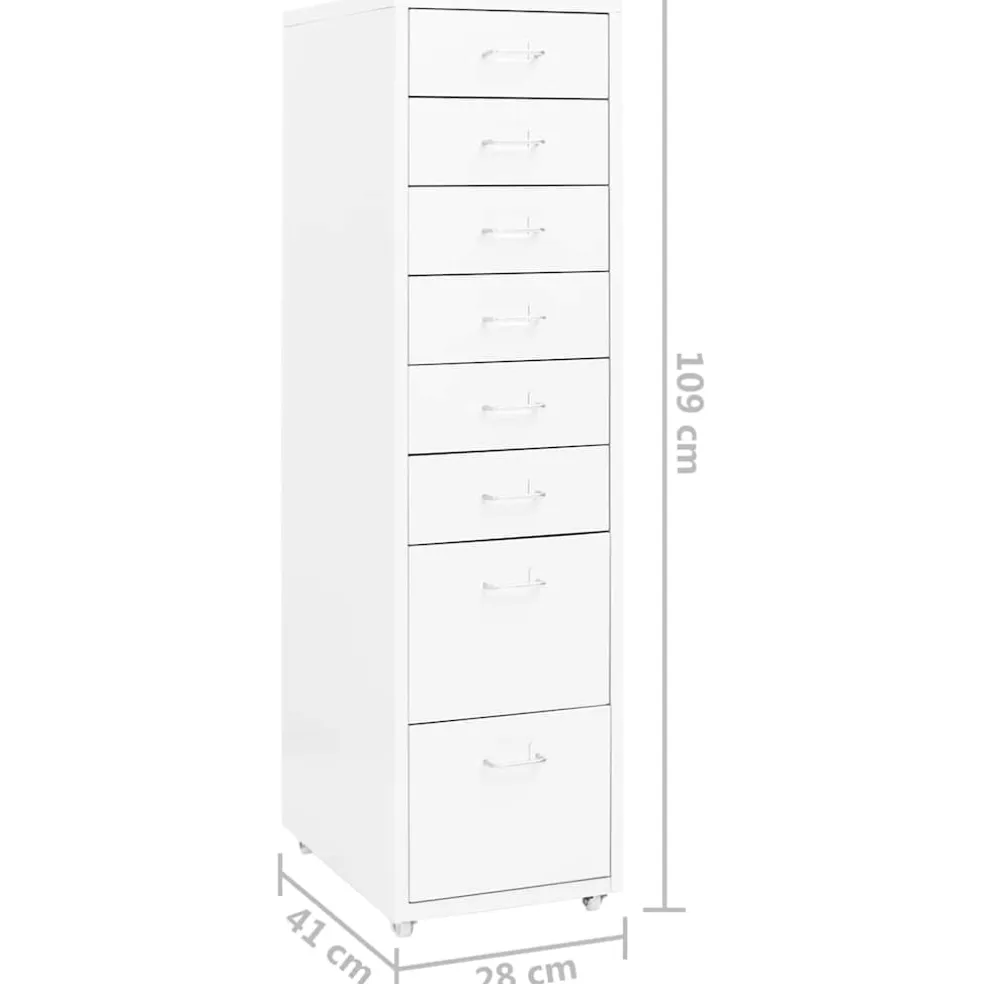 vidaXL Ladeblok verrijdbaar 28x41x109 cm metaal wit