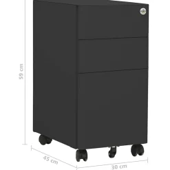 vidaXL Ladeblok verrijdbaar 30x45x59 cm staal antracietkleurig