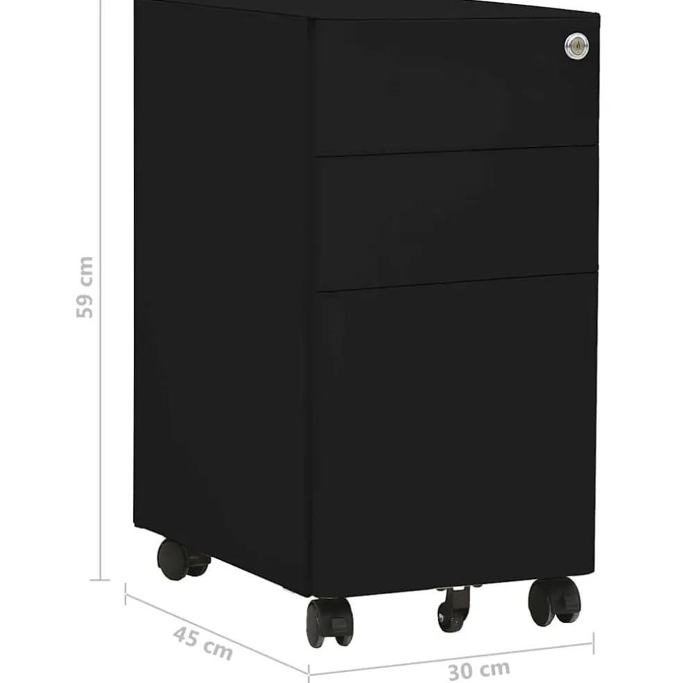 vidaXL Ladeblok verrijdbaar 30x45x59 cm staal zwart
