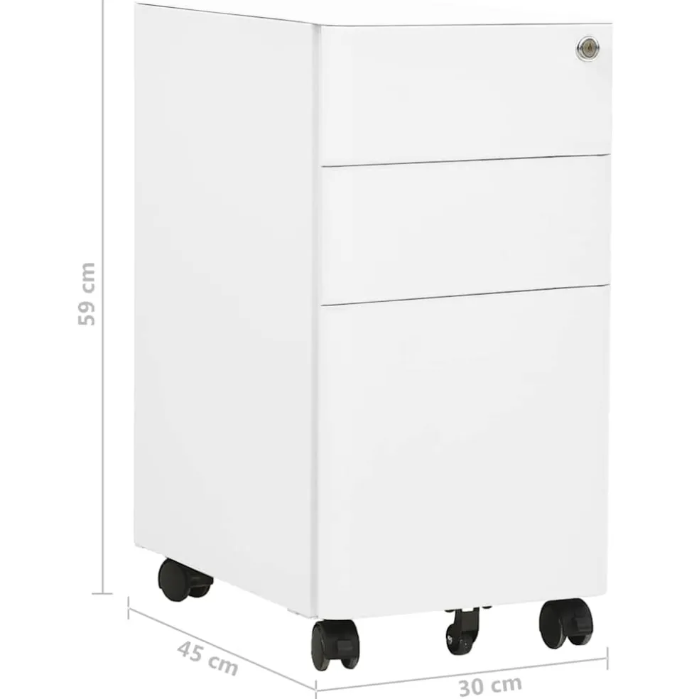 vidaXL Ladeblok verrijdbaar 39x45x59 cm staal wit